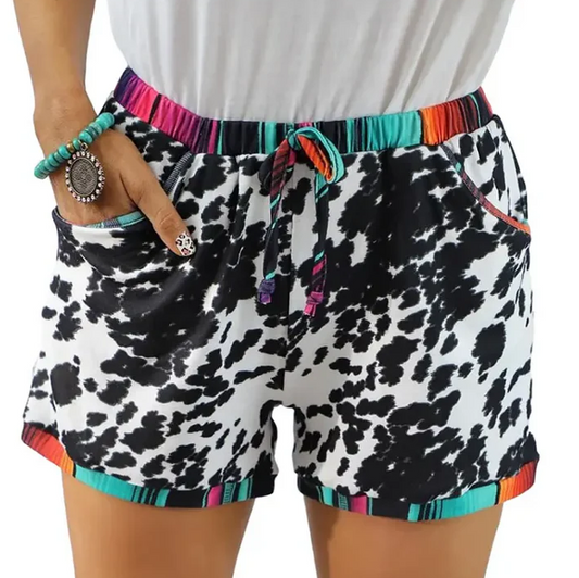 5.5 Preorder(moq 5) Adult Women Western Cow Print Shorts Bottoms
