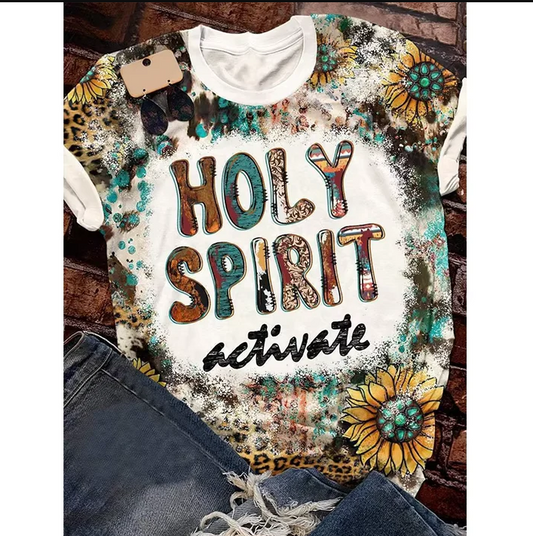 5.5 Preorder moq 5 Adult Women Western Holy Spirit Bleached Tee Shirts Tops