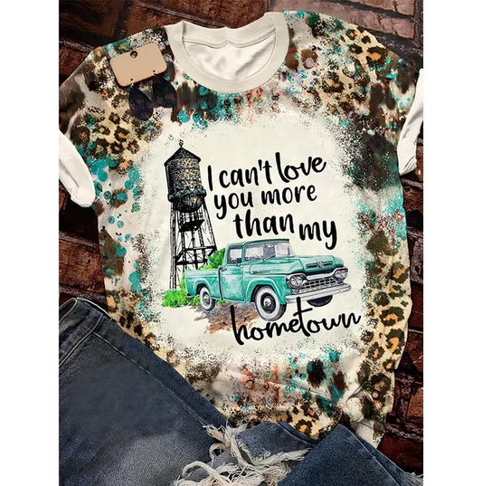 5.5 Preorder moq 5 Adult Women Western I Can't Love You More Than My Hometown Bleached Tee Shirts Tops