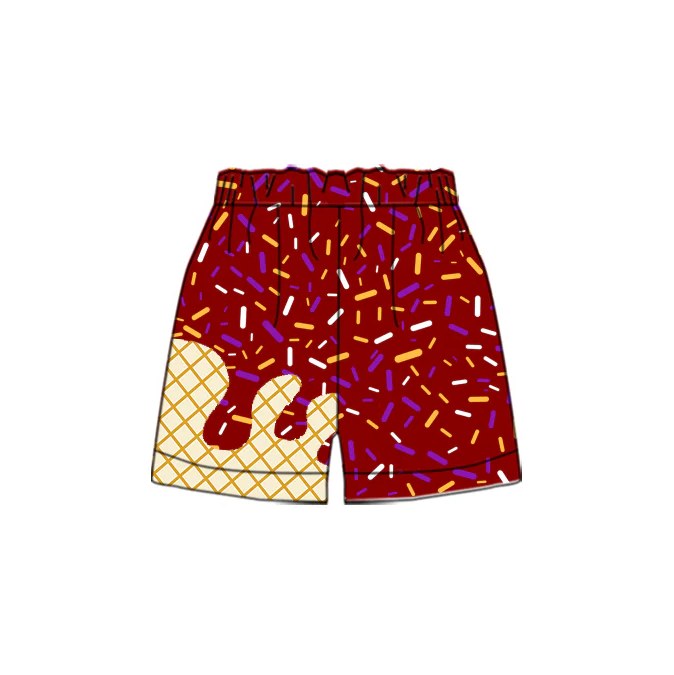 5.5 Preorder(moq 5) Baby Boys Team Dark Red Ice Cream Drips Sports Shorts