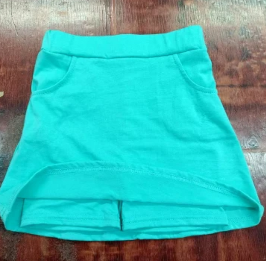 5.7 Preorder moq 5 Baby Girls Aqua Pockets Short Skirts Bottoms