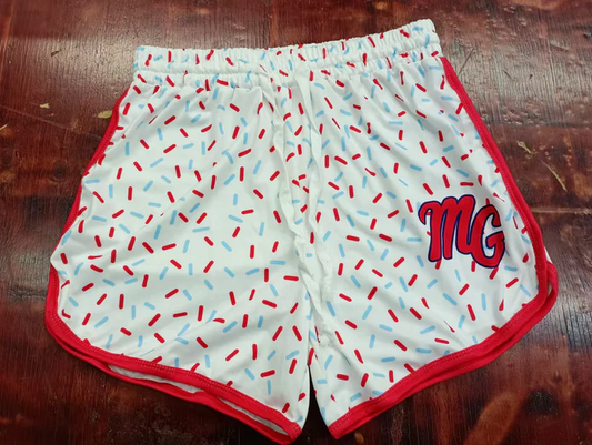 5.7 Preorder moq 5 Baby Girls Red MG Team Shorts Bottoms With Belt