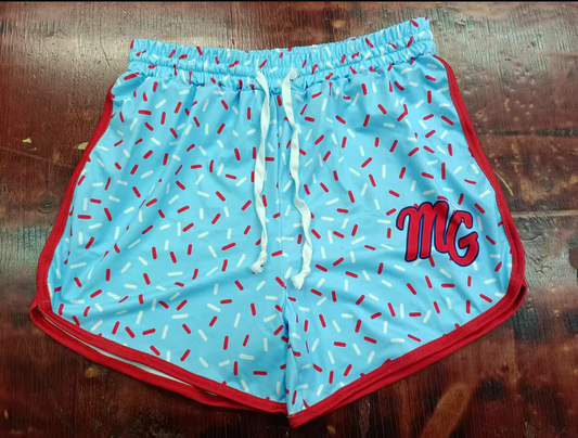 5.7 Preorder moq 5 Baby Girls Blue MG Team Shorts Bottoms With Belt