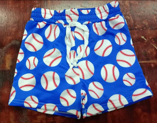 5.7 Preorder moq 5 Baby Boys Blue Baseballs Team Shorts Bottoms With Belt