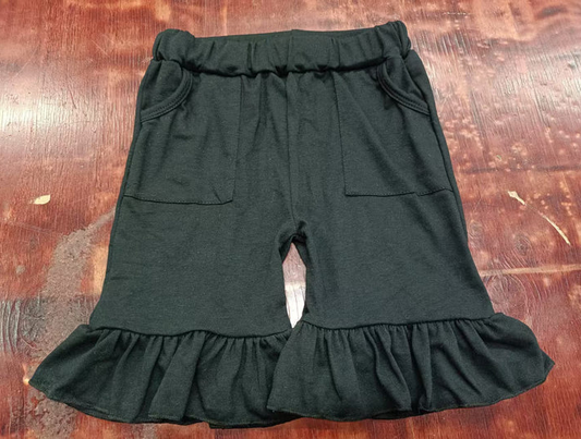 5.7 Preorder moq 5 Baby Girls Black Pockets Ruffle Middle Shorts Bottoms