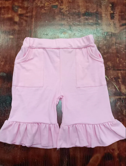 5.7 Preorder moq 5 Baby Girls Pink Pockets Ruffle Middle Shorts Bottoms