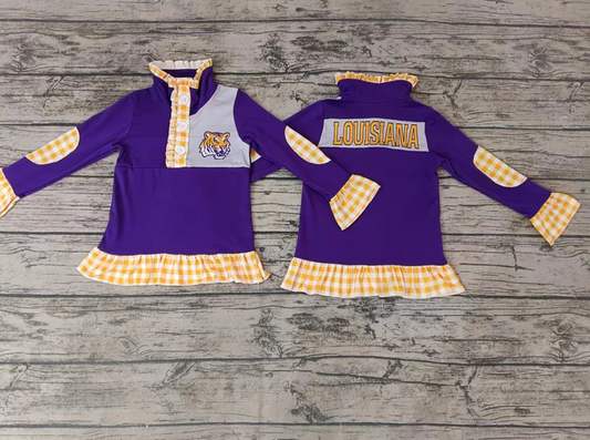5.8 Baby Girls Team Purple Tiger Pullover Shirt Tee Shirts preorder(moq 5)