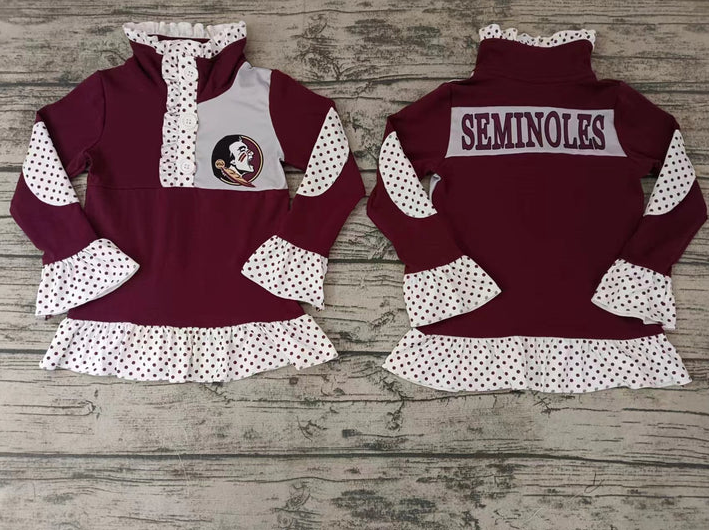 5.8 Baby Girls Team Dark Red Pullover Shirt Tee Shirts preorder(moq 5)