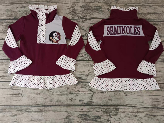 5.8 Baby Girls Team Dark Red Pullover Shirt Tee Shirts preorder(moq 5)