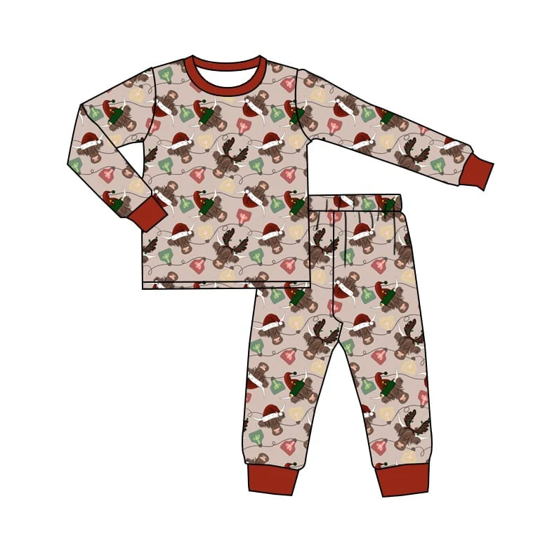 5.8 Baby Boys Highland Cow Christmas Pajama Set 5 MOQ Preorder