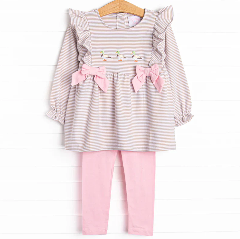 5.8 Baby Girls Mallard Duck Tunic Top Pink Leggings Set  MOQ 5