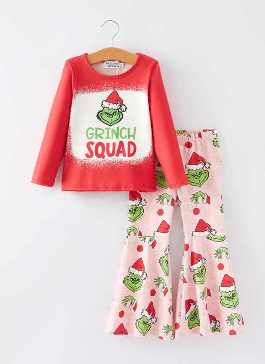 5.9 MOQ 5 Baby Girls Christmas Green Face Outfit