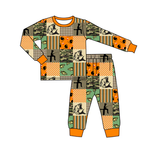 5.9 MOQ 5 Baby Boys Hunting Fishing Two Piece Pajama Set