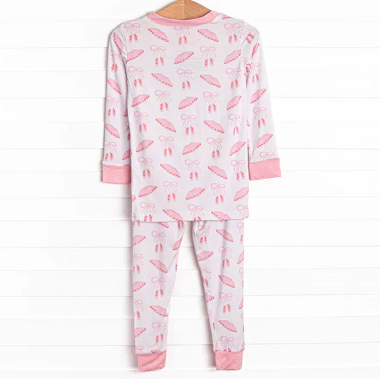 5.9 MOQ 5 Baby Girls Ballet Pink Pajama Set