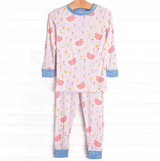 5.9 MOQ 5 Baby Girls Swan Long Sleeve Pajama Set