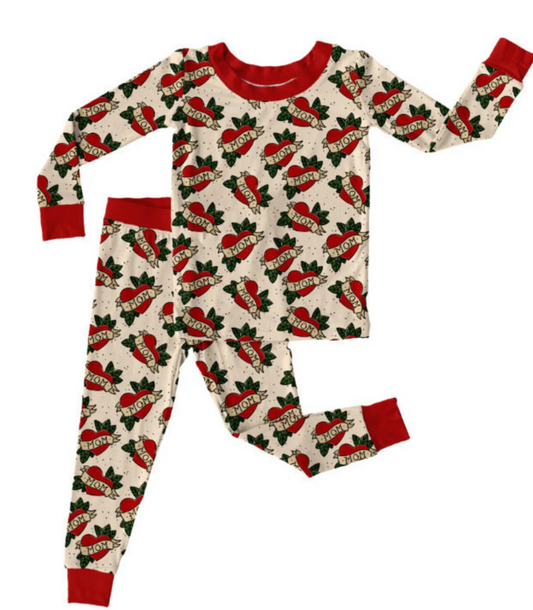 5.9 MOQ 5 Baby Boys Love Mom Long Sleeve Pajama Set