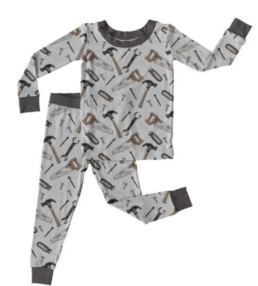 5.9 MOQ 5 Baby Boys Tools Long Sleeve Pajama Set