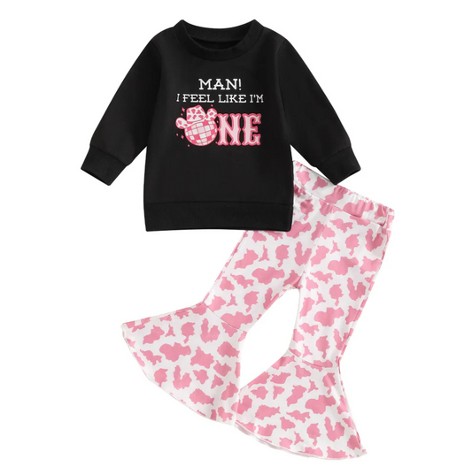 5.9 MOQ 5 Baby Girls Boutique Outfit Man I Feel Like I'm One