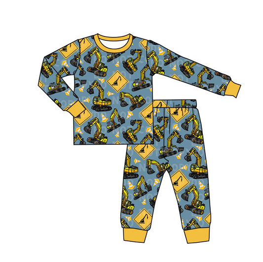 5.9 MOQ 5 Baby Boys Construction Long Sleeve Pajama Set