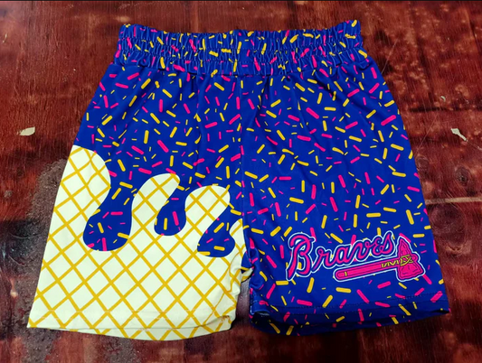 5.12 Preorder moq 5 Baby Boys Navy Ice Cream Drip Bnaves Team Shorts Bottoms