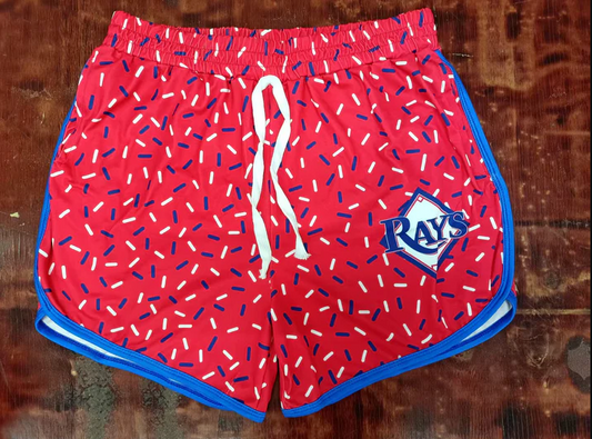 5.12 Preorder moq 5 Baby Girls Red Ice Cream Rays Team Shorts Bottoms With Belt