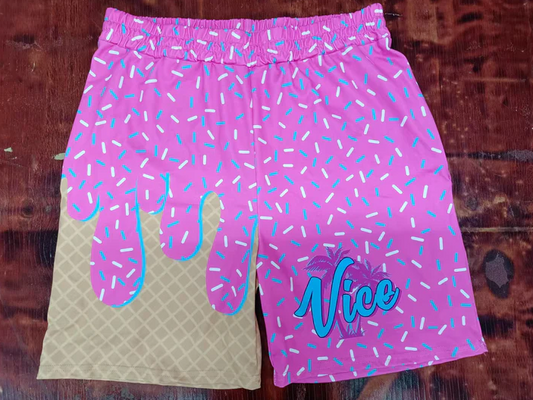 5.12 Preorder moq 5 Baby Girls Pink Ice Cream Drip Viee Team Shorts Bottoms