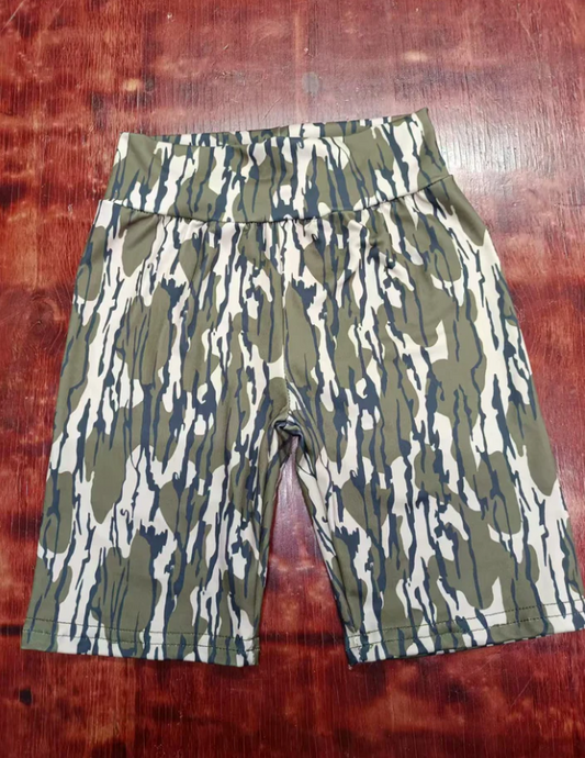 5.12 Preorder moq 5 Baby Girls Olive Bottomland Camo Biking Shorts Bottoms