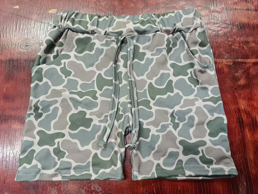 5.12 Preorder moq 5 Baby Boys Green Camo Pockets Shorts Bottoms With Belt