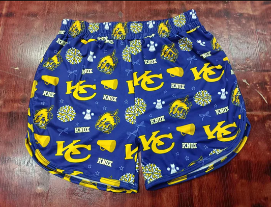 5.12 Preorder moq 5 Baby Girls Hot Blue KC Cheer Bows Pockets Team Shorts Bottoms