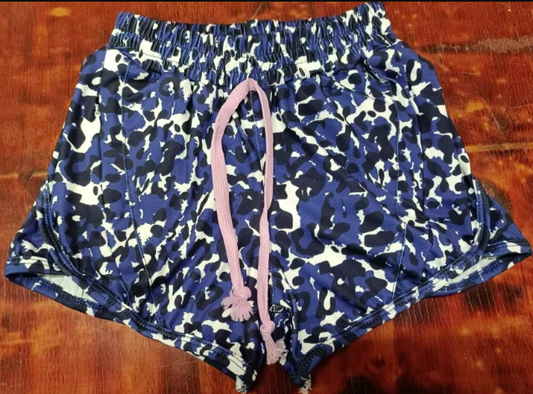 5.12 Preorder moq 5 Baby Girls Navy Camo Team Shorts Bottoms With Belt