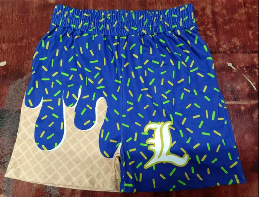 5.12 Preorder moq 5 Baby Boys Hot Blue Ice Cream Drip L Team Shorts Bottoms