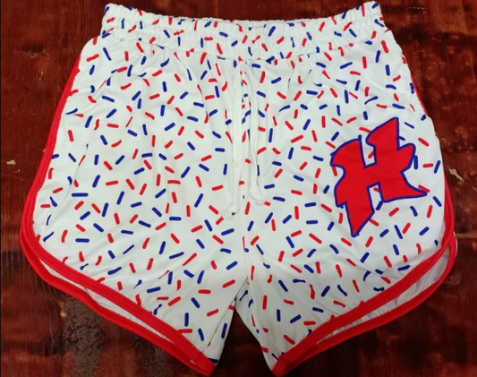 5.12 Preorder moq 5 Baby Girls Red H Ice Cream Team Shorts Bottoms With Belt