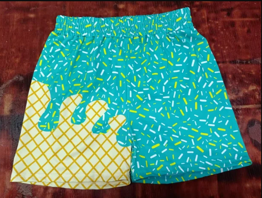 5.12 Preorder moq 5 Baby Boys Green Ice Cream Drip Team Shorts Bottoms