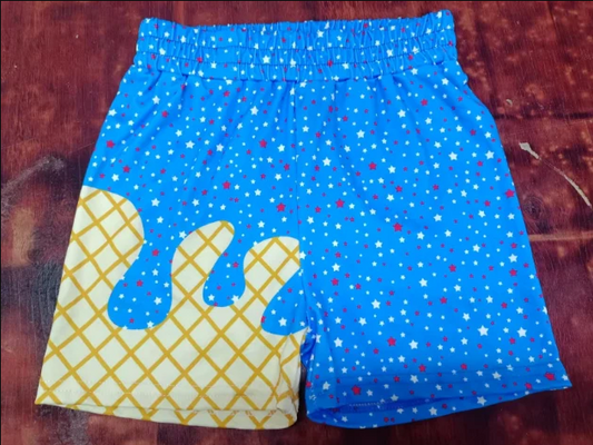 5.12 Preorder moq 5 Baby Boys Blue Ice Cream Drip Stars Team Shorts Bottoms