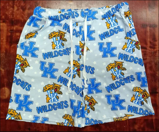 5.12 Preorder moq 5 Baby Boys Blue UK Wildcats Pockets Team Shorts Bottoms With Belt