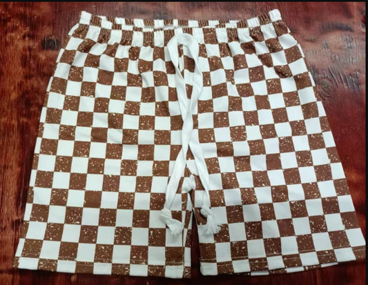 5.12 Preorder moq 5 Baby Boys Khaki Plaid Shorts Bottoms With Belt