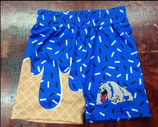5.12 Preorder moq 5 Baby Boys Hot Blue Dog Ice Cream Drip Team Shorts Bottoms