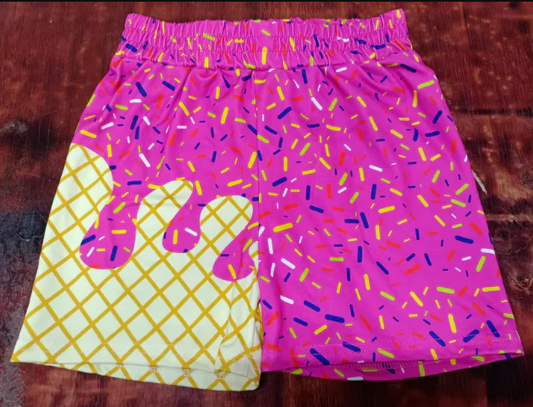 5.12 Preorder moq 5 Baby Girls Pink Ice Cream Drip Team Shorts Bottoms