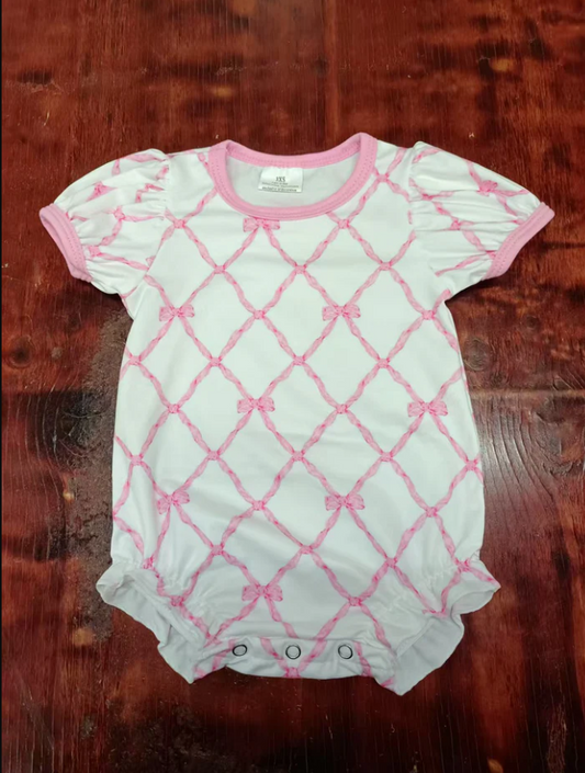 5.12 Preorder moq 5 Baby Girls Short Ruffle Sleeves Bows Plaid Ruffle Rompers