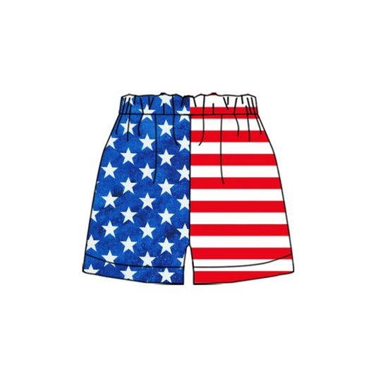 5.13 Preorder(moq 5) Baby Boys Blue Stars Red Stripes Sports Shorts