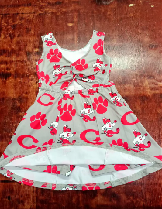 5.13 Preorder moq 5 Baby Girls Sleeveless Red Dogs Pawl C Short Knee Length Dresses