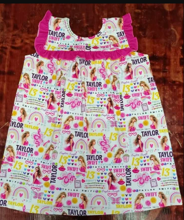 5.13 Preorder moq 5 Baby Girls Pink Sleeveless Singers Plaid Knee Length Dresses