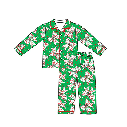5.14 Preorder (moq 5)Baby Girls Christmas Bows Buttons Top Pants Pajamas