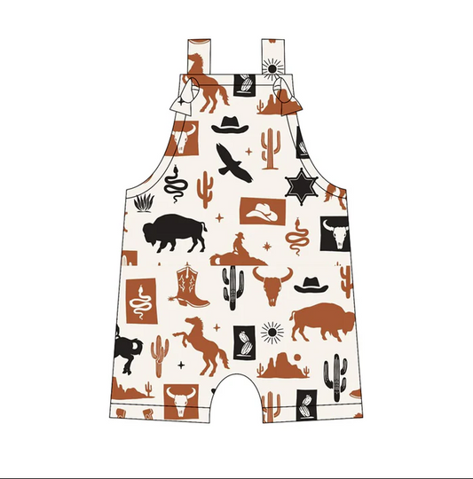 5.14 Preorder moq 5 Baby Boys Straps Cowboys Rodeo Rompers
