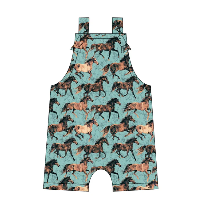 5.14 Preorder moq 5 Baby Boys Straps Horse Rodeo Rompers