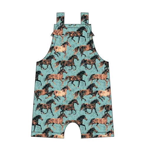 5.14 Preorder moq 5 Baby Boys Straps Horse Rodeo Rompers