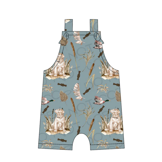 5.14 Preorder moq 5 Baby Boys Straps Dog Hunting Rompers