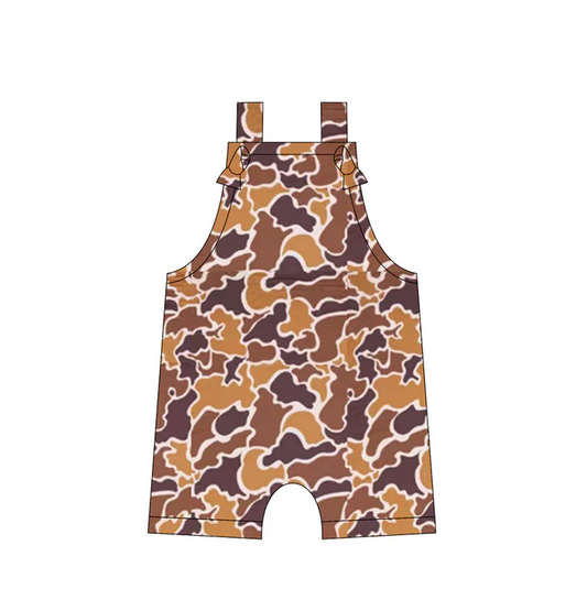 5.14 Preorder moq 5 Baby Boys Straps Bright Brown Camouflage Rompers