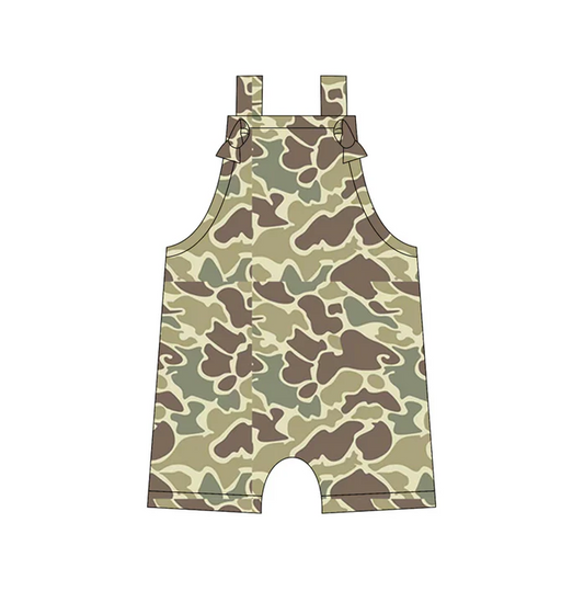 5.14 Preorder moq 5 Baby Boys Straps Light Green Camouflage Rompers