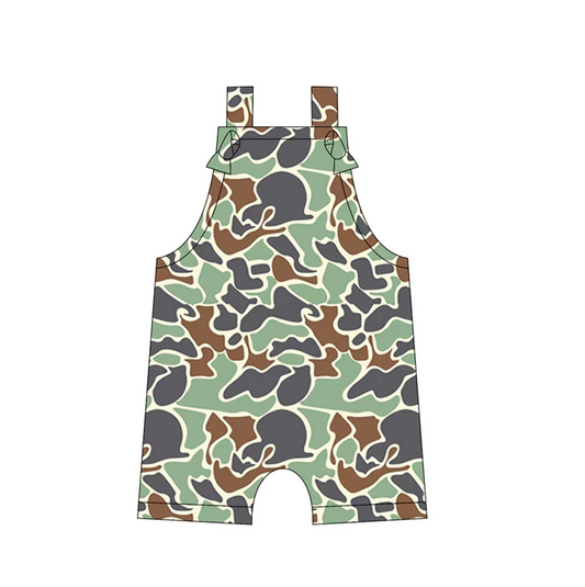 5.14 Preorder moq 5 Baby Boys Straps Green Camouflage Rompers